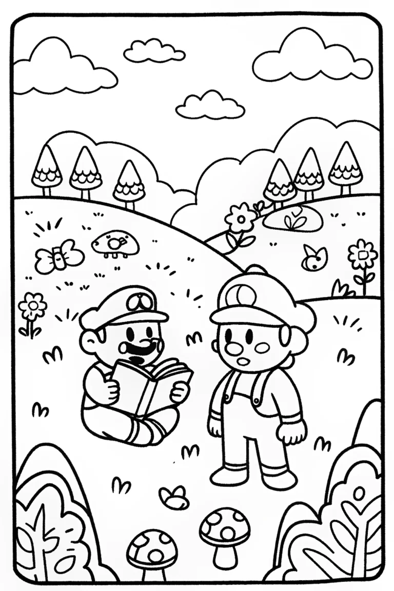 Mario and Luigi’s Nature Quest Coloring Page coloring pages