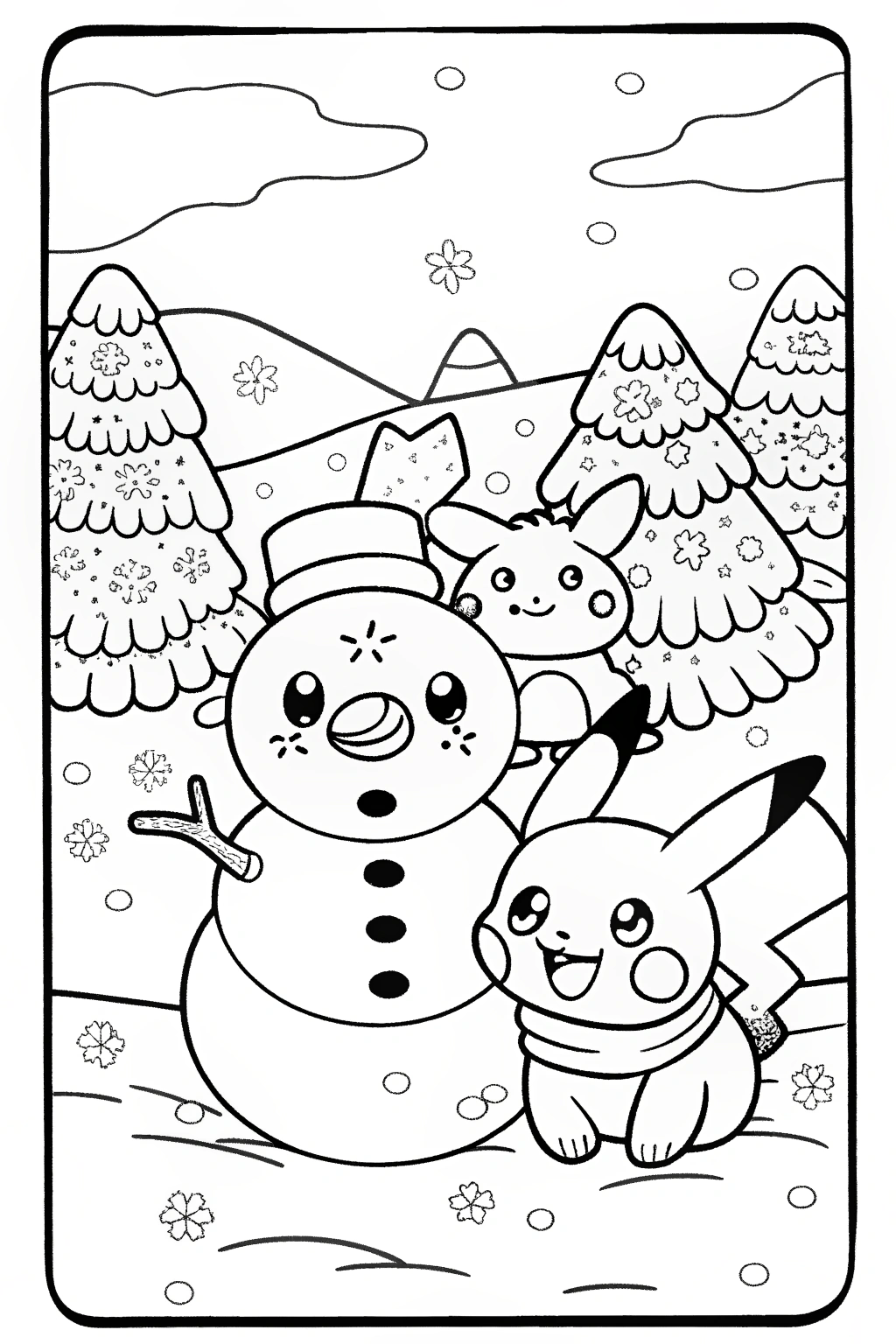 Pikachu Winter Wonderland Coloring Page