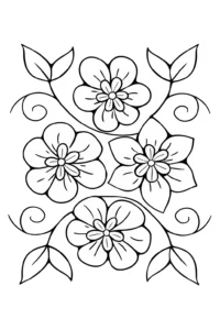 A coloring page of Whimsical Flower Mosaic Coloring Page