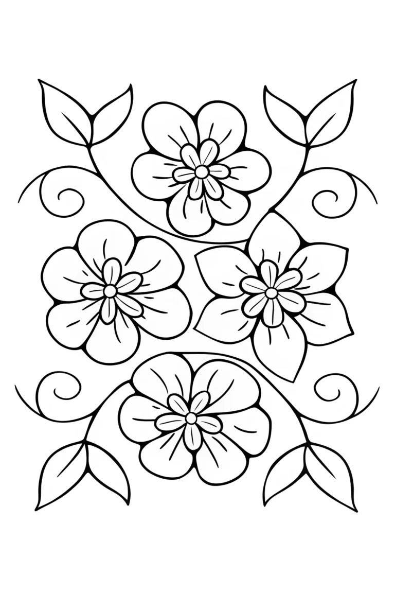 Whimsical Flower Mosaic Coloring Page coloring pages