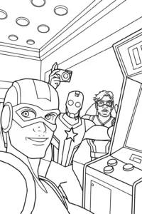 A coloring page of Avengers Arcade Adventure Coloring Page