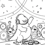 Godzilla’s Cosmic Dance Party Coloring Page