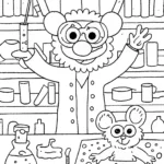 Huggy Wuggy’s Silly Science Experiment Coloring Page