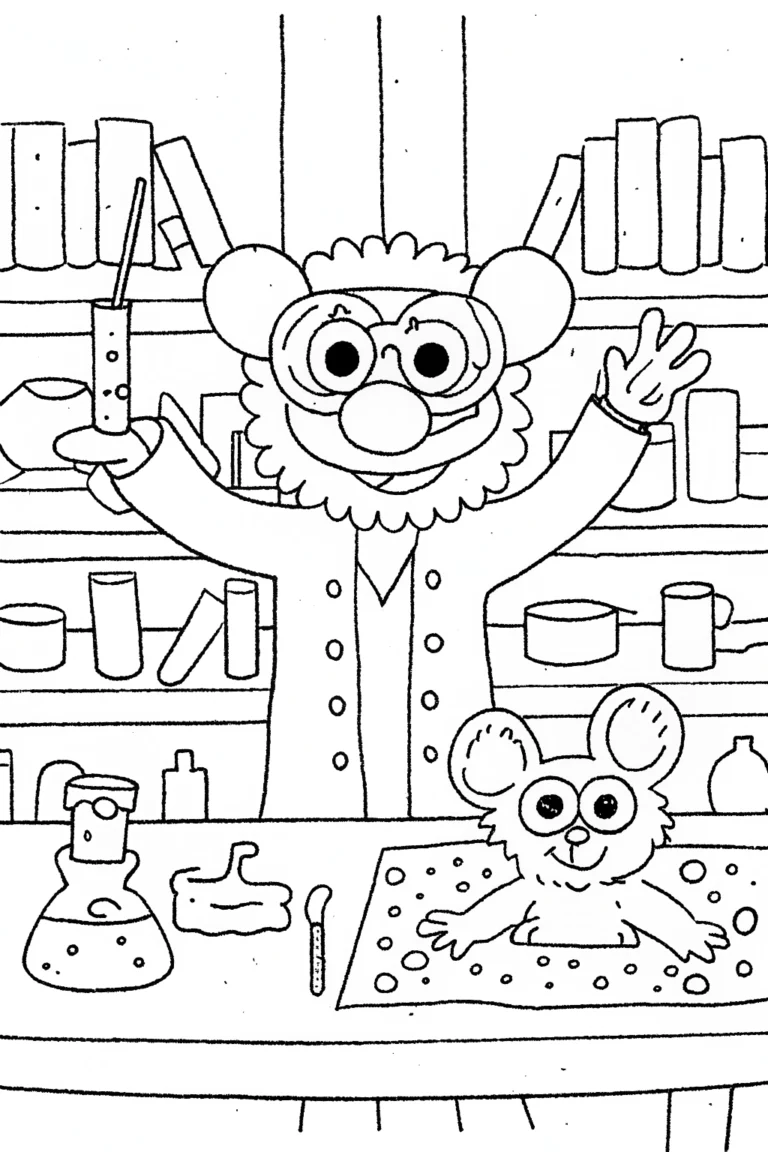 Huggy Wuggy’s Silly Science Experiment Coloring Page coloring pages