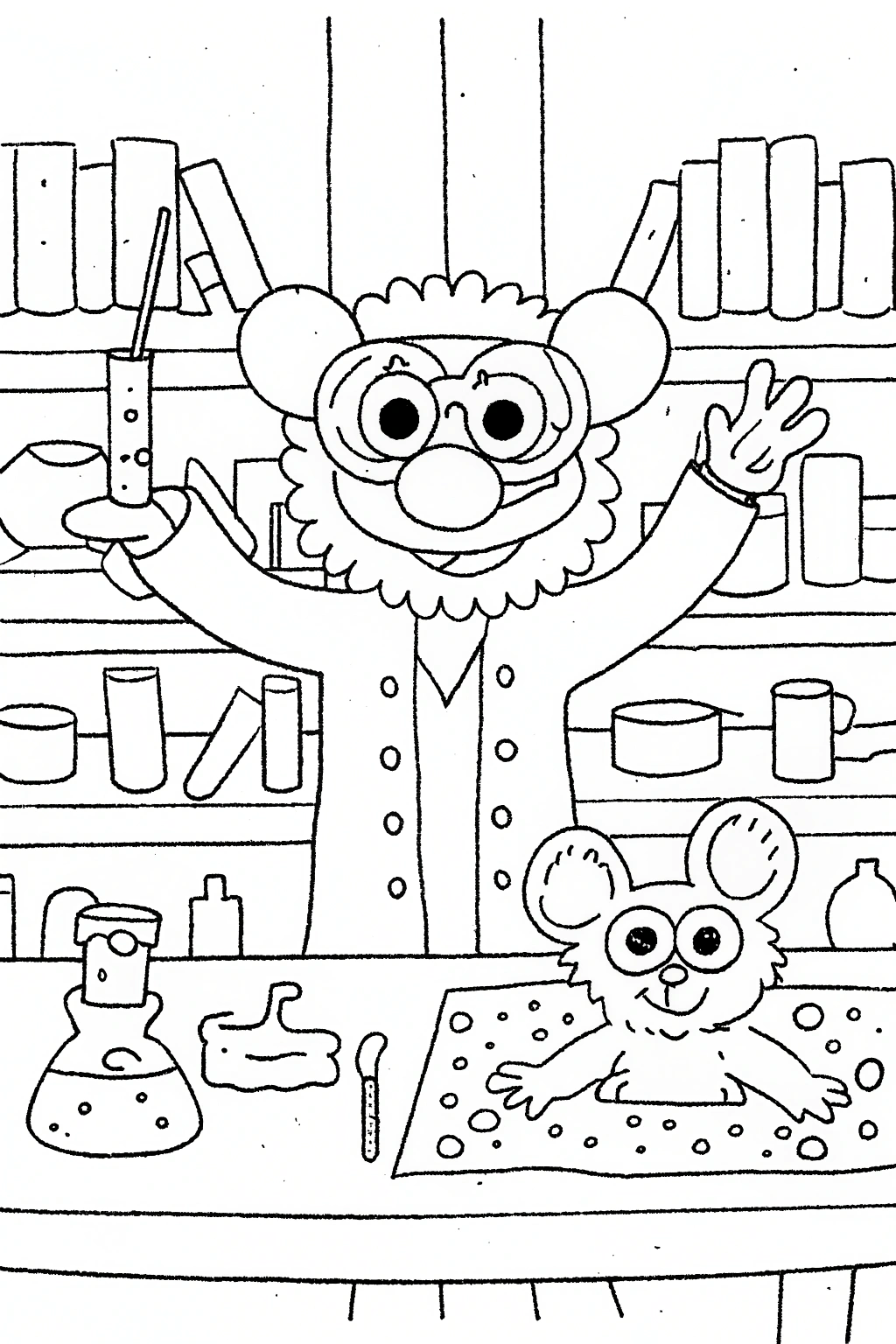 Huggy Wuggy’s Silly Science Experiment Coloring Page