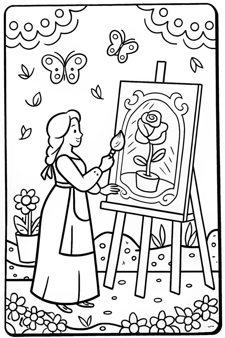 Belle’s Enchanted Garden Studio Coloring Page coloring pages