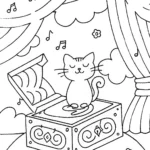 Serenade the Cat and the Enchanted Music Box Coloring Page