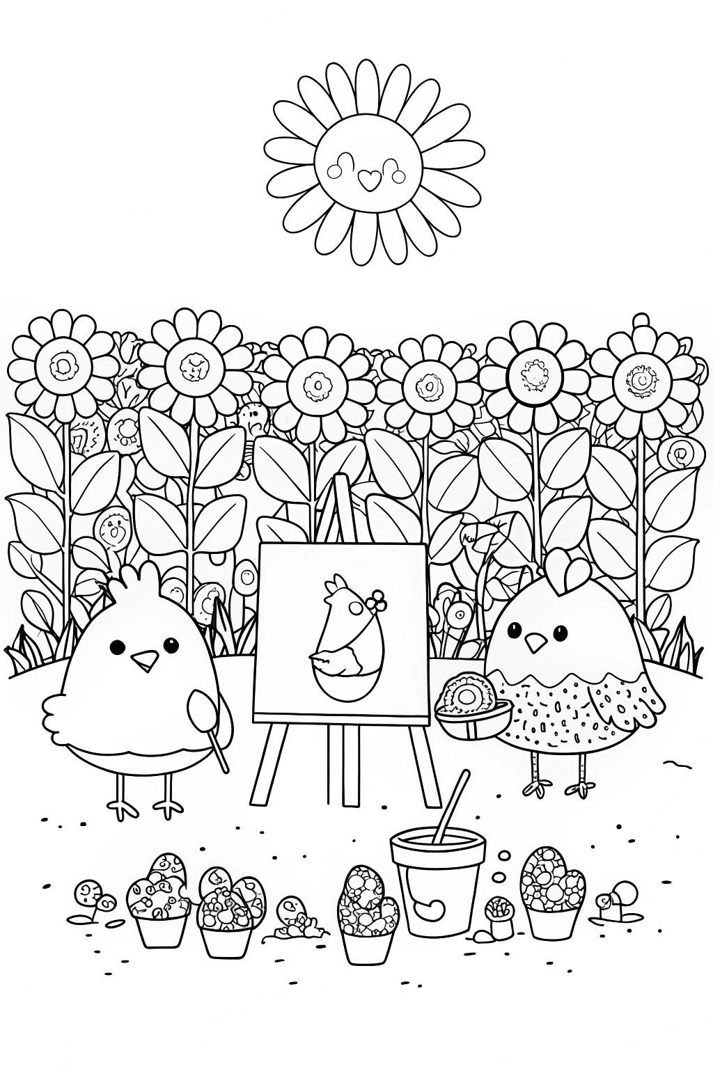 Chickens’ Garden Workshop Coloring Page