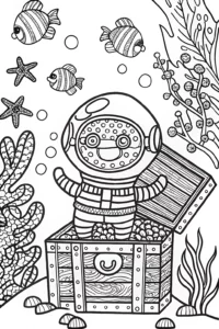 A coloring page of Captain Barnacles’ Bubble Adventure Coloring Page