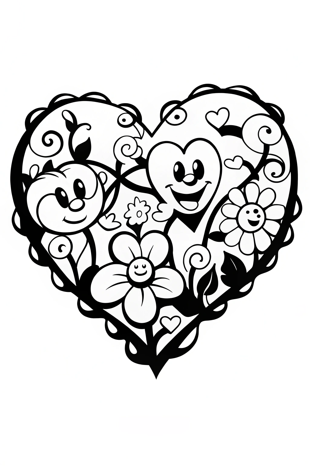 Heart Garden Fantasy Coloring Page