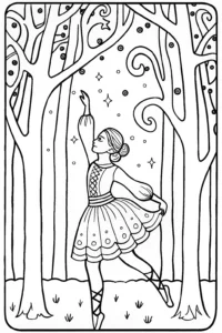 A coloring page of Ninja in the Enchanted Dance Coloring Page