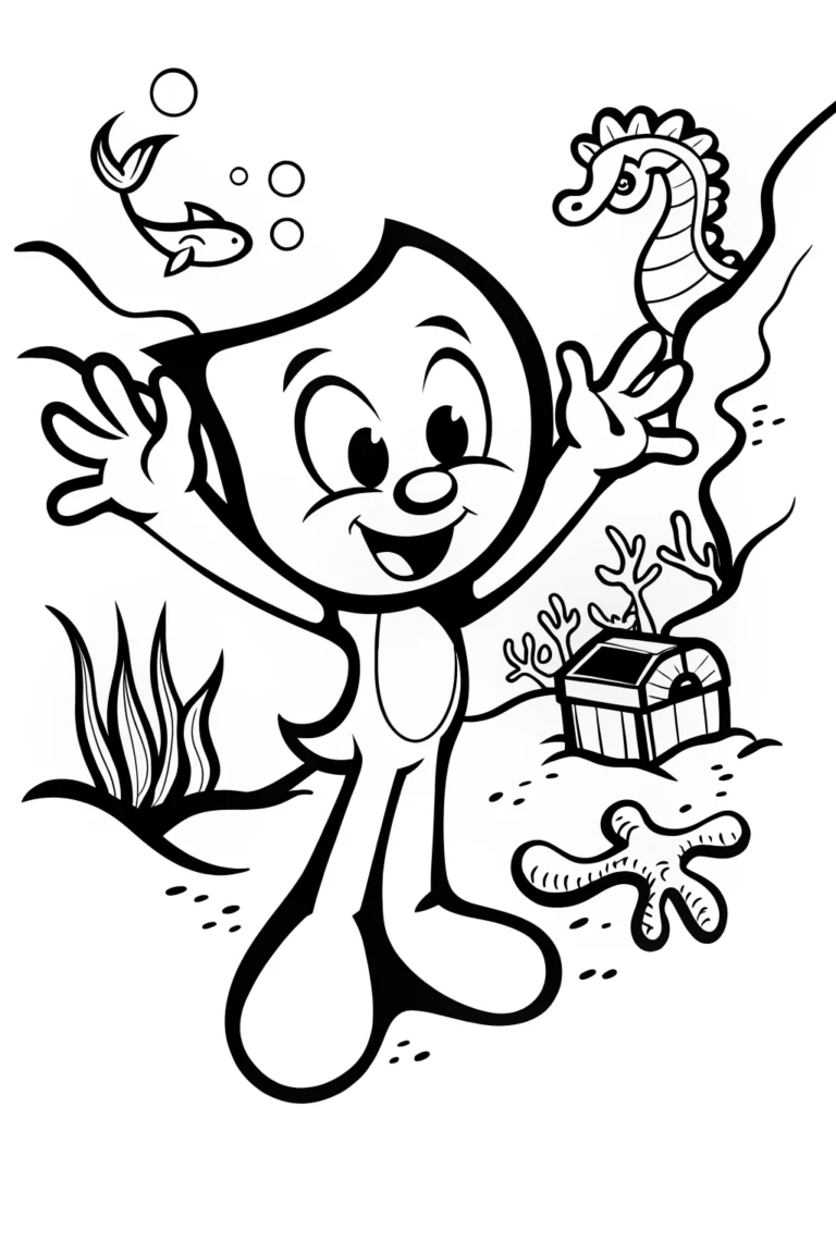Huggy Wuggy's Underwater Adventure Coloring Page