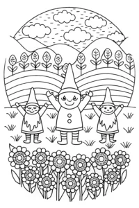 A coloring page of Banban’s Garden Adventure Coloring Page