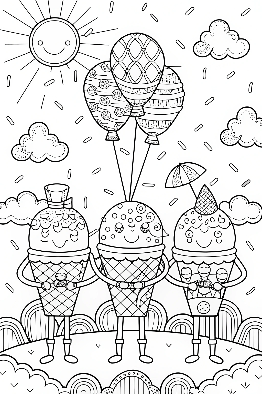 Ice Cream Parade Coloring Page