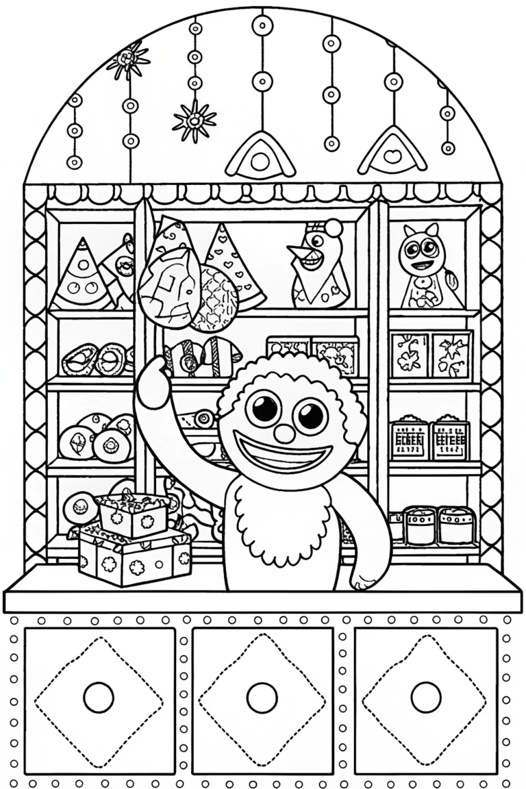 Huggy Wuggy's Enchanted Toy Workshop Coloring Page