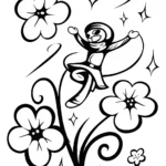 Dancing Ninja in the Garden of Stars Coloring Page