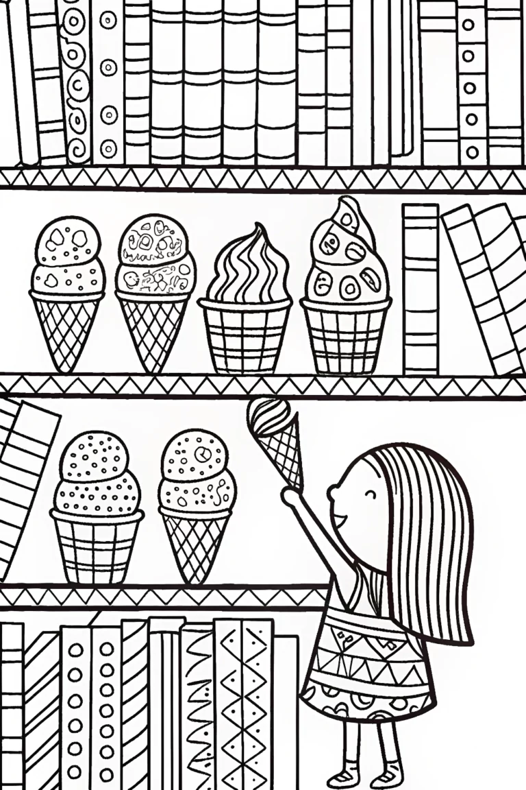 The Ice Cream Library Adventure Coloring Page coloring pages