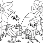 Chickens on a Treasure Hunt Coloring Page