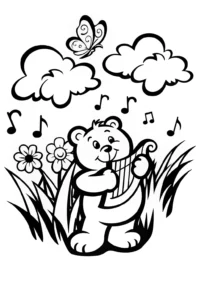 A coloring page of Care Bear’s Enchanted Music Garden Coloring Page
