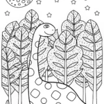 Dino Daydreaming Under the Stars Coloring Page