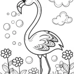 Flamingo Garden of Wishes Coloring Page