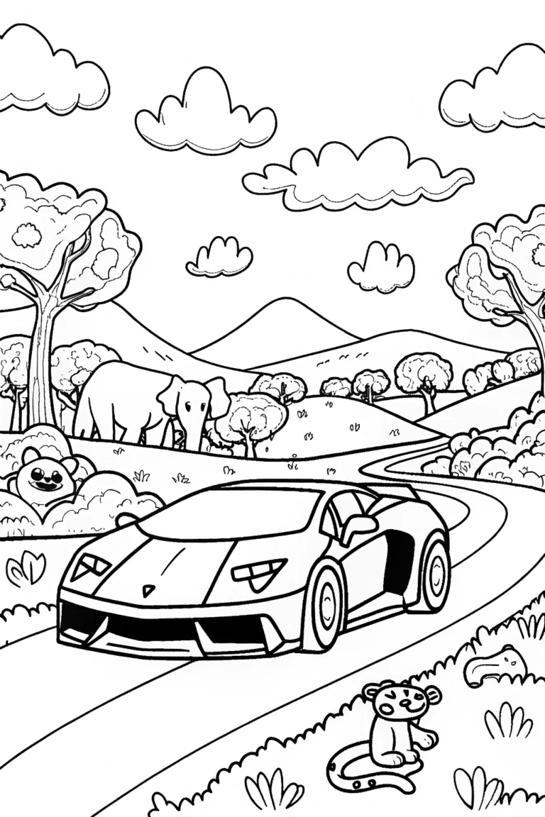 Lamborghini Safari Adventure Coloring Page coloring pages