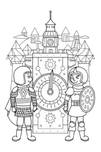 A coloring page of Mario and Luigi’s Magical Time Machine Adventure Coloring Page