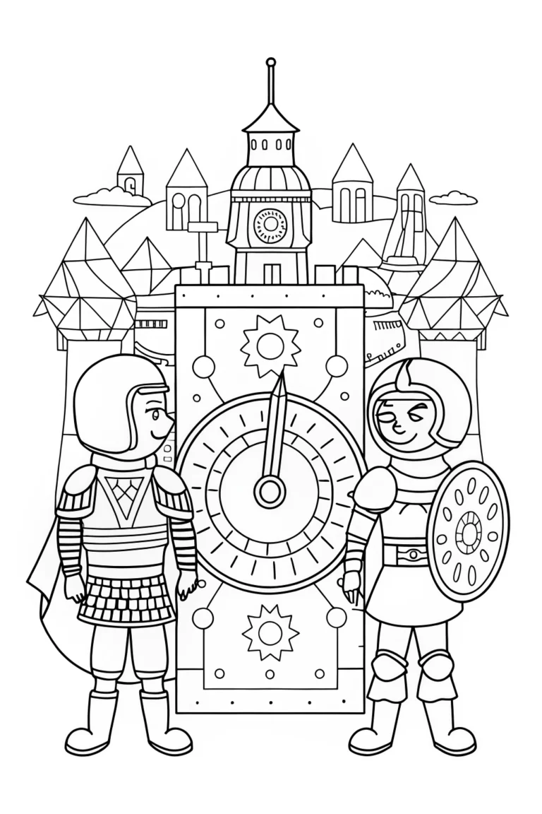 Mario and Luigi’s Magical Time Machine Adventure Coloring Page coloring pages