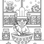 Goku’s Cosmic Culinary Adventure Coloring Page