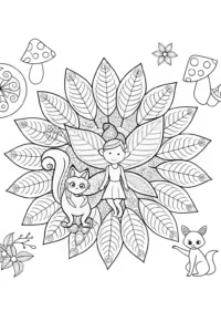 A coloring page of The Enchanted Leaf Bower Coloring Page