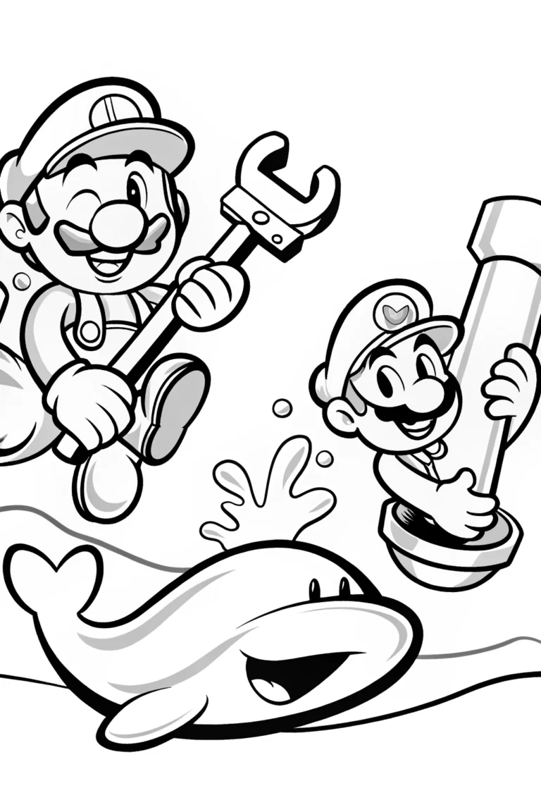 Mario and Luigi’s Plumbing Adventure Coloring Page coloring pages