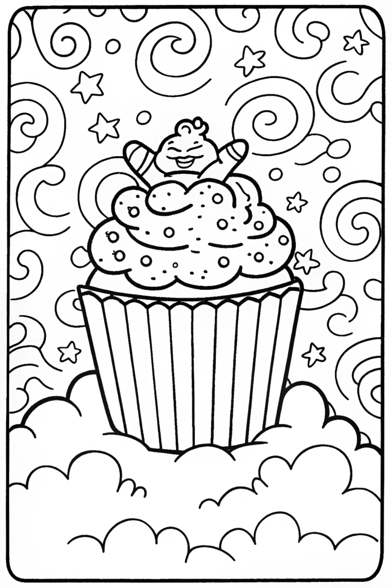 Bowser on a Cozy Cloud Coloring Page coloring pages