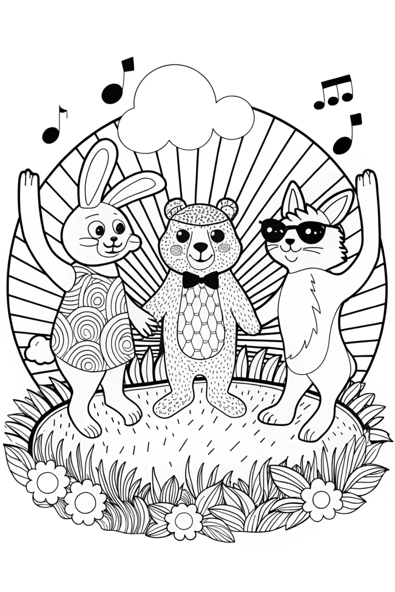 Sunset Dance Party Coloring Page coloring pages