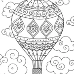 Whimsical Hot Air Balloon Coloring Page