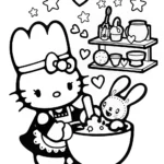 Hello Kitty’s Enchanted Bakery Adventure Coloring Page