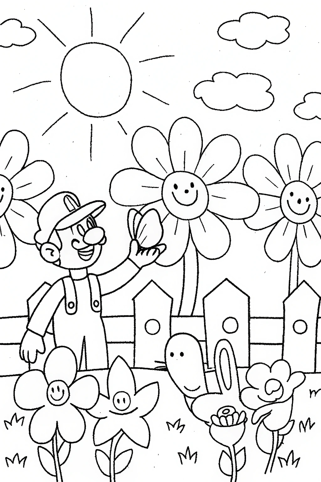 Luigi’s Garden Adventure Coloring Page