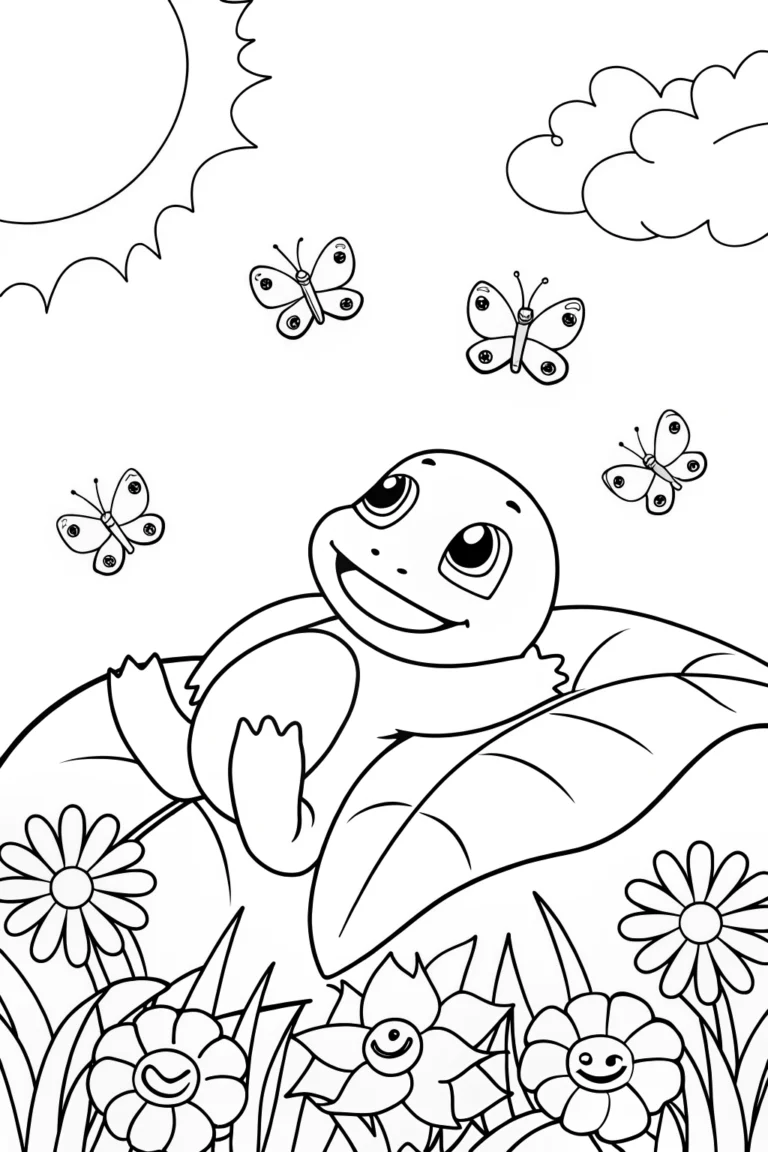 Charmander’s Cozy Garden Retreat Coloring Page coloring pages