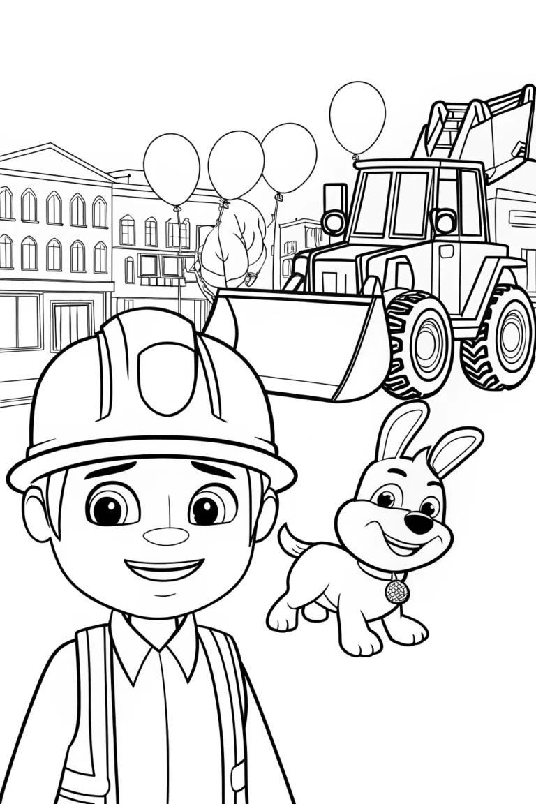 Blippi’s Colorful Construction Parade Coloring Page coloring pages