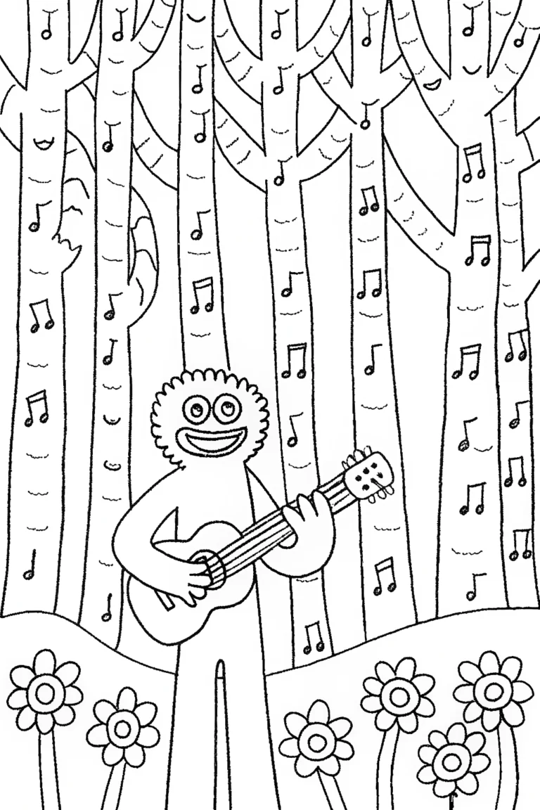 Huggy Wuggy’s Musical Adventure Coloring Page coloring pages