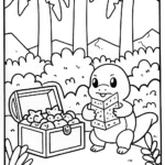 Charmander’s Treasure Hunt Coloring Page