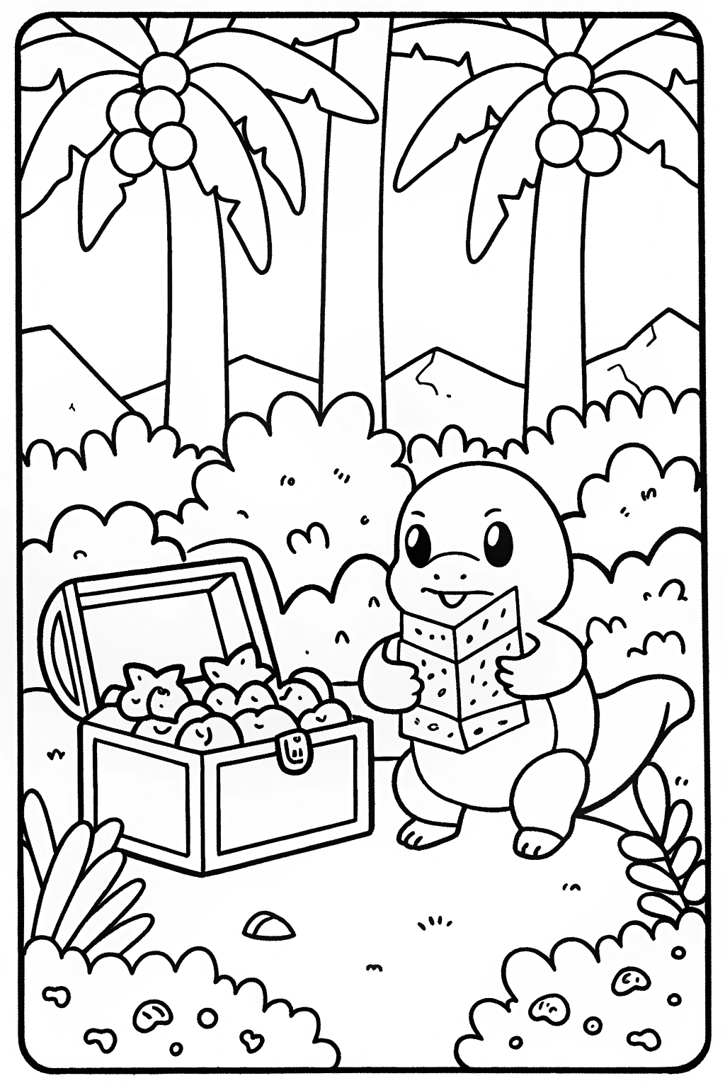 Charmander’s Treasure Hunt Coloring Page