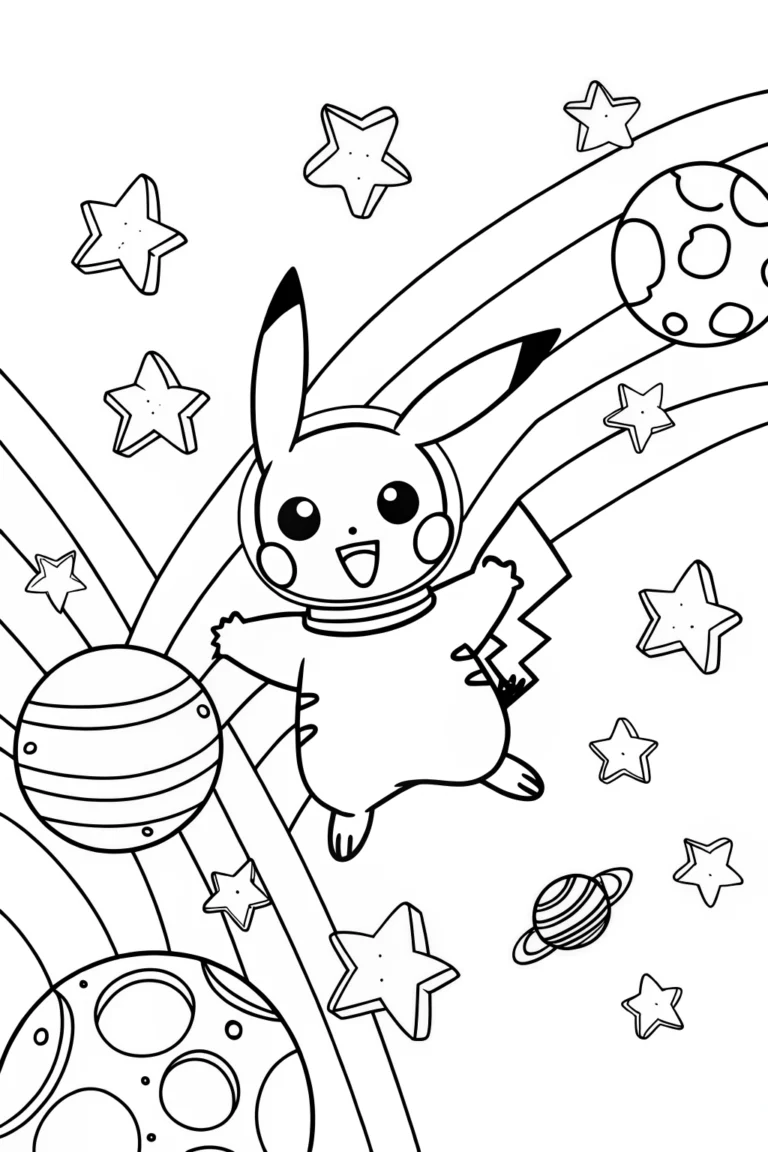 Pikachu’s Space Adventure Coloring Page coloring pages