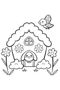 Cinnamoroll’s Cozy Cloud Cottage Coloring Page
