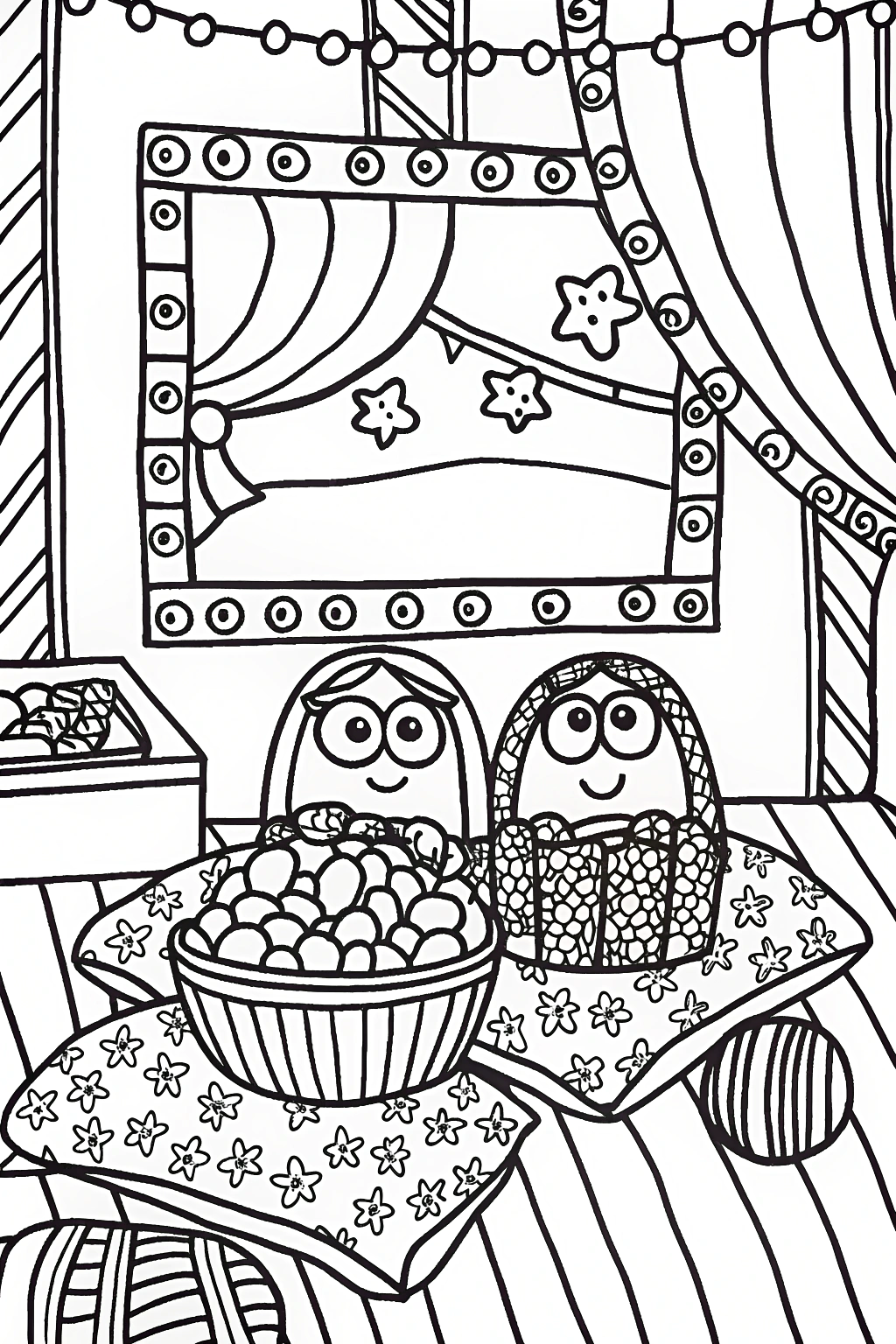 Bluey and Bingo’s Magical Movie Night Coloring Page