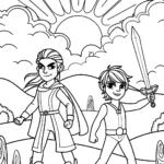 The Enchanted Duel at Dawn Coloring Page