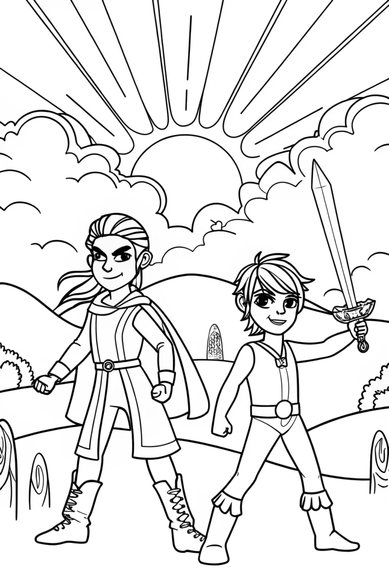 The Enchanted Duel at Dawn Coloring Page coloring pages