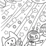 Kuromi’s Cosmic Treasure Hunt Coloring Page