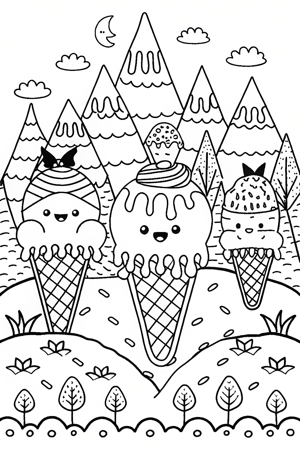 Ice Cream Planet Adventure Coloring Page