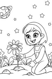 A coloring page of Gabby’s Galactic Garden Coloring Page