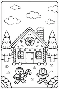 A coloring page of Gingerbread House Sports Day Coloring Page